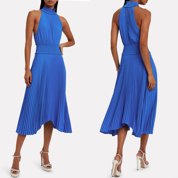 A.L.C. Renzo B Pleated Midi Dress in Adriatic Blue Size 0 - Picture 7 of 10